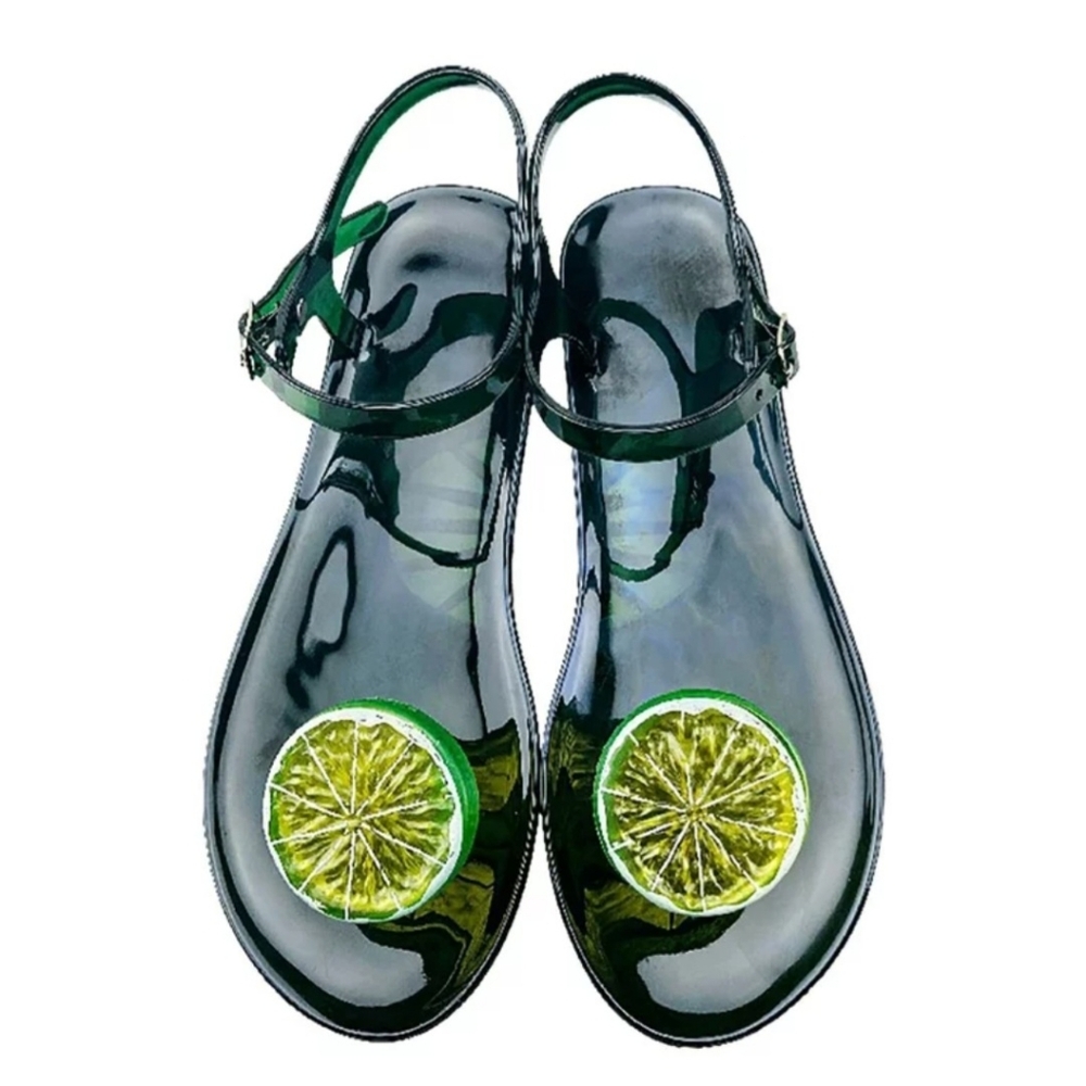 Lime slices slippers flip flops green sz.40 9- 9.5 new no tags beach tropical